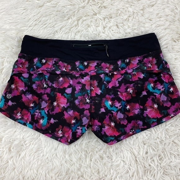 Lululemon Speed Short Mini Midnight Bloom Black Deep Fuschia / Black - Picture 3 of 6